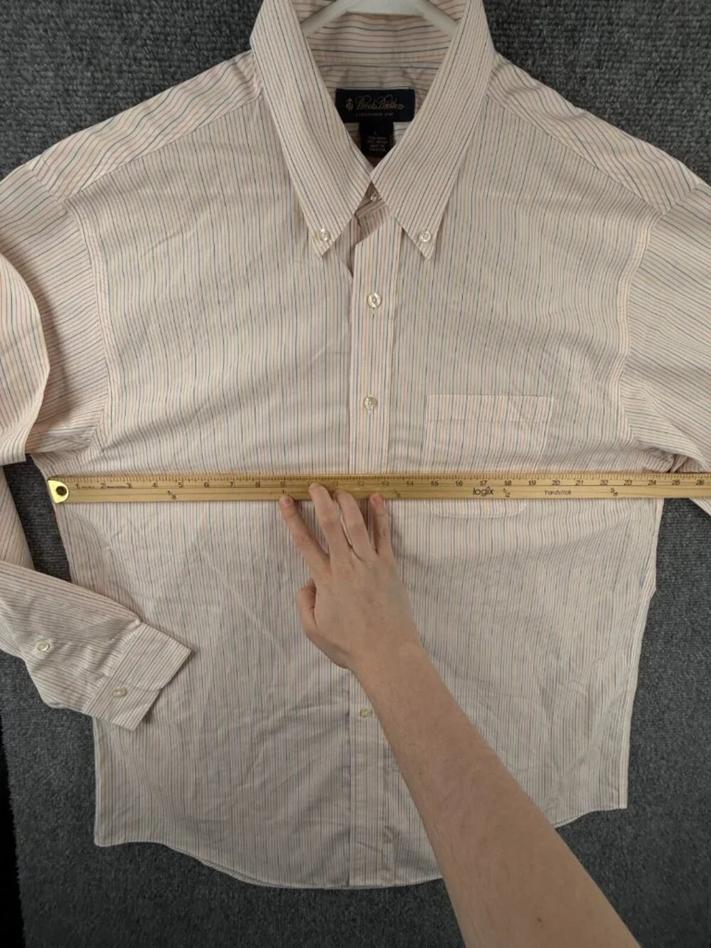Brooks Brothers Non Iron Long Sleeve Button Up Shirt Striped Pink Orange Large